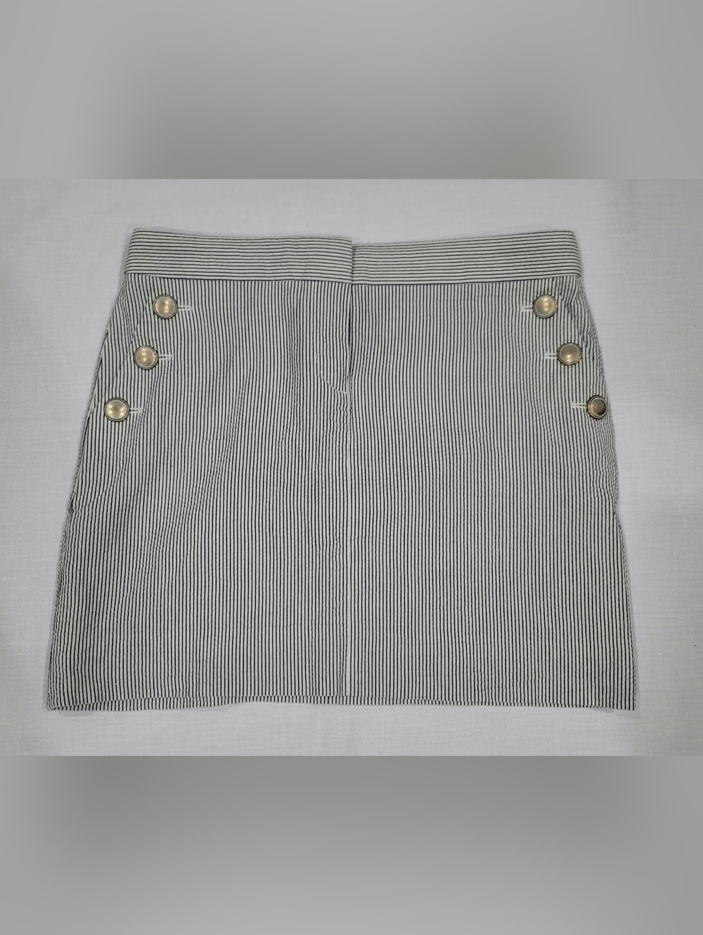 J. Crew Blue & White Nautical Striped Button Mini Skirt